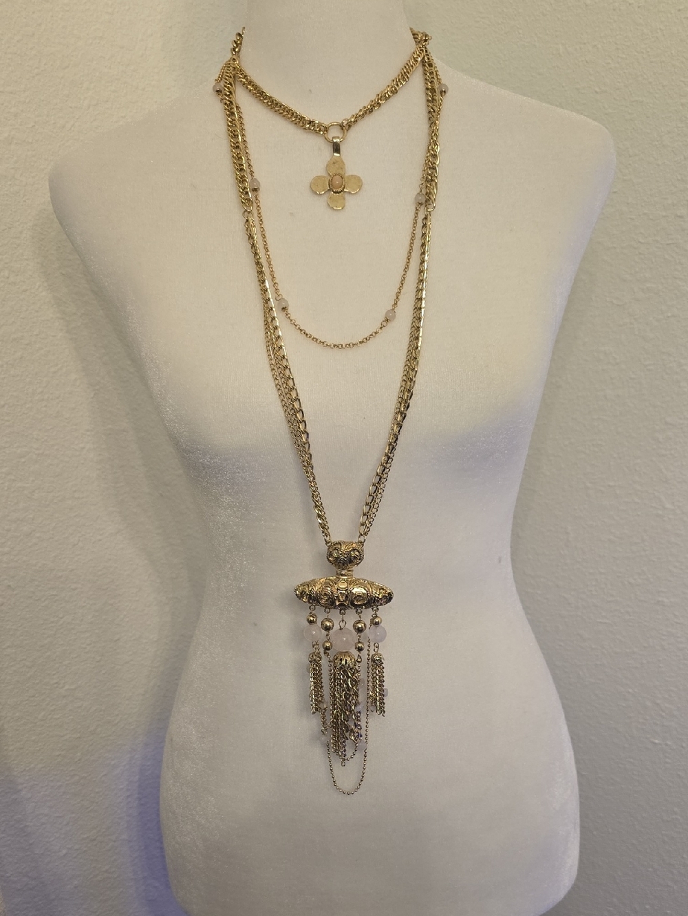 NWT Free People Catriona Layer Necklace In Gold Tone